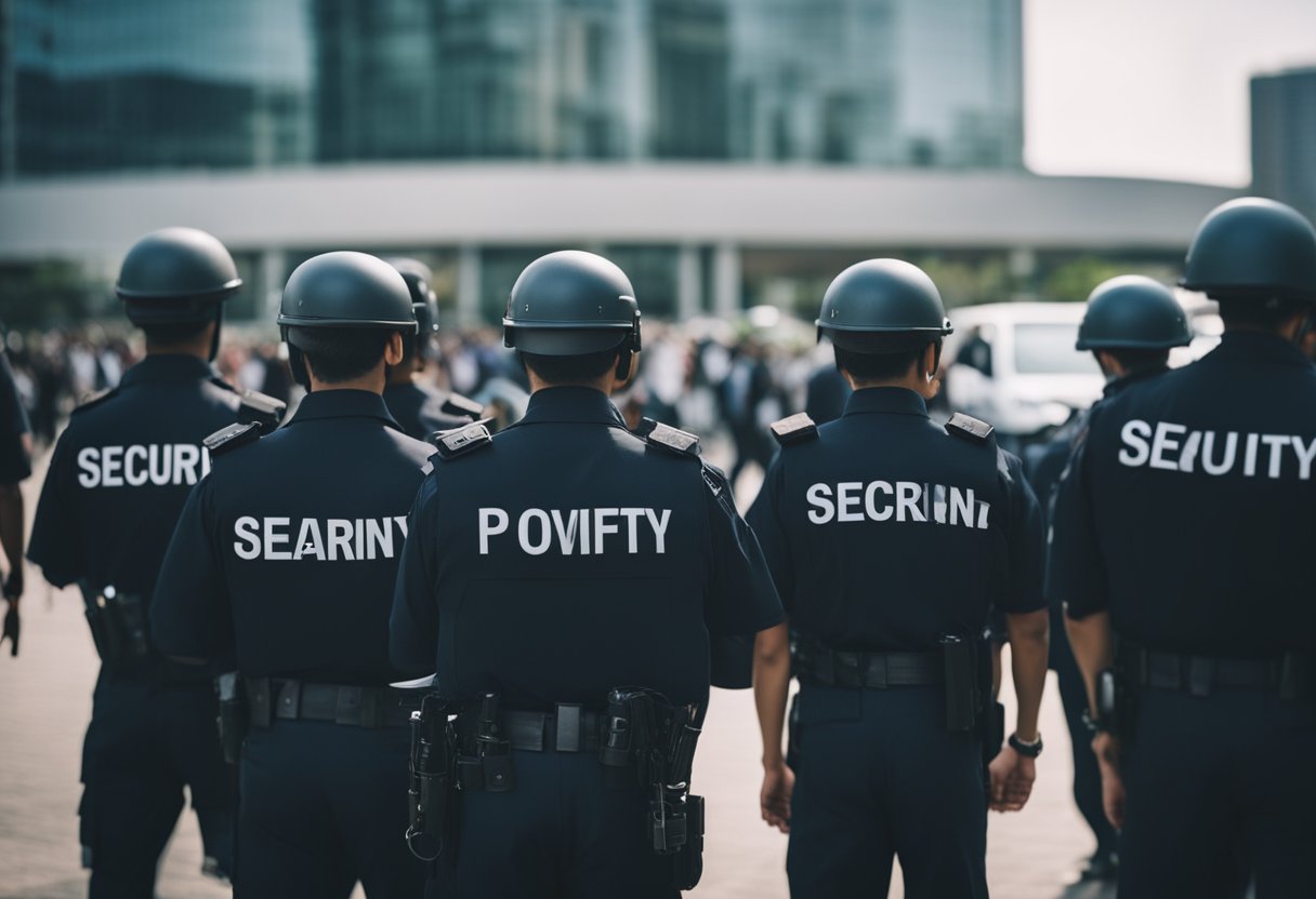 Security personnel conducting manual operations and execution for mass events