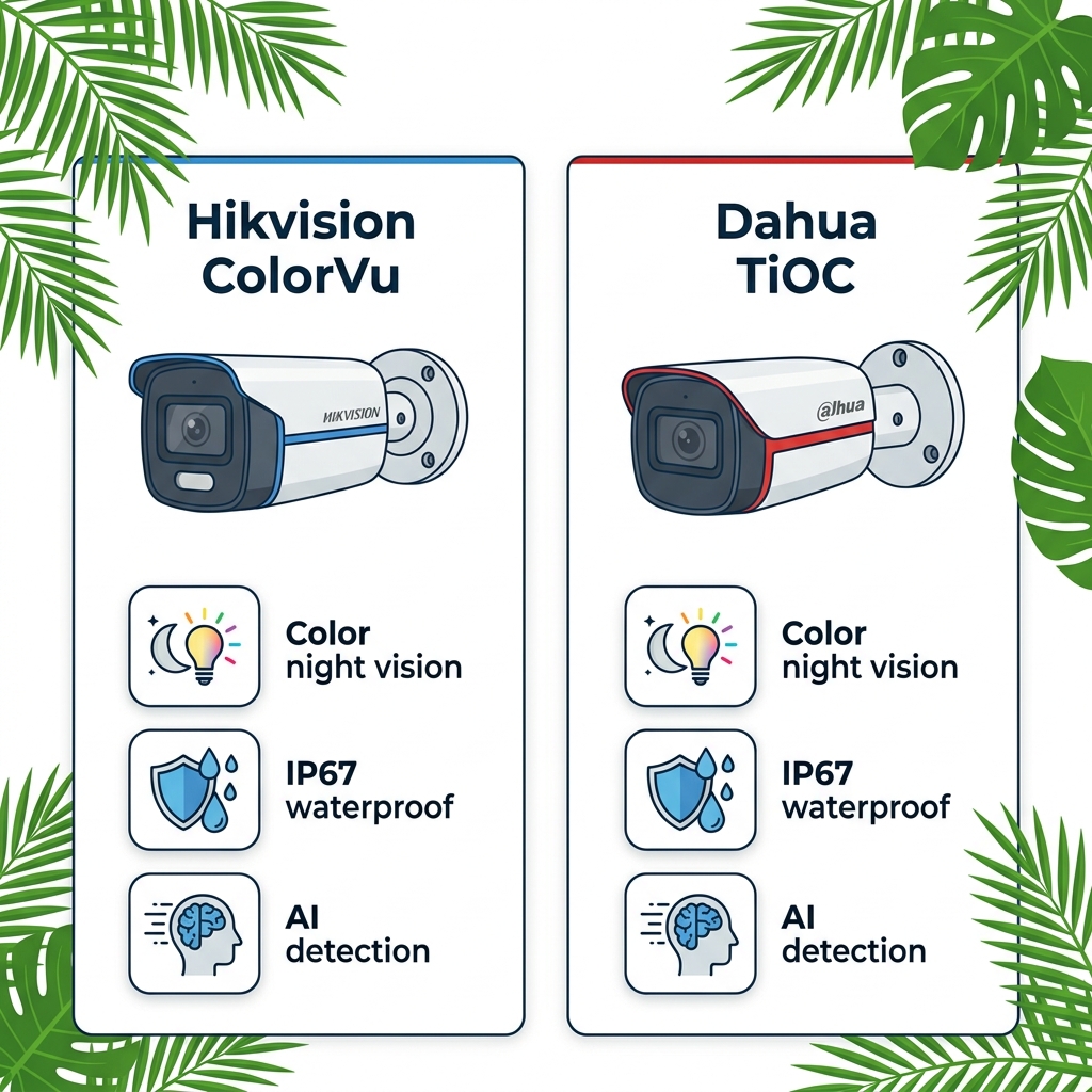 Hikvision vs Dahua Costa Rica, mejor marca de cámaras, ColorVu vs TiOC